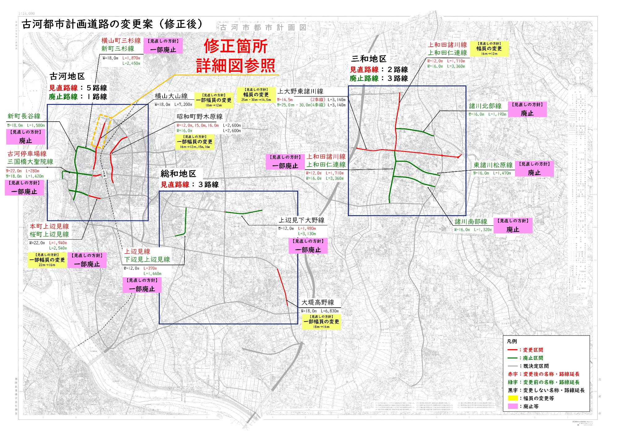 古河都市計画道路の修正後全体図