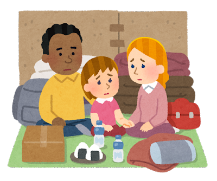 外国人が避難している様子