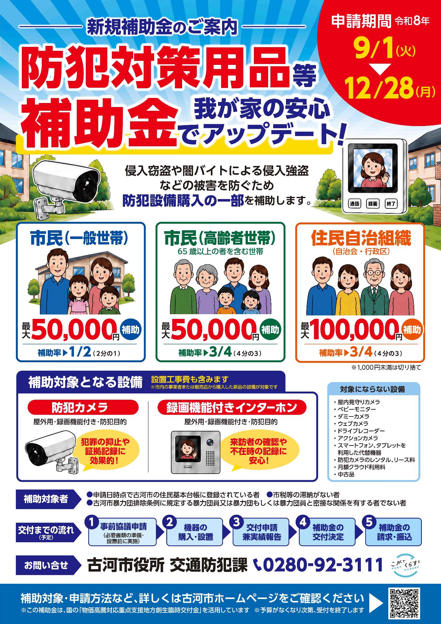 令和8年度 古河市防犯対策用品等購入補助金(チラシ)