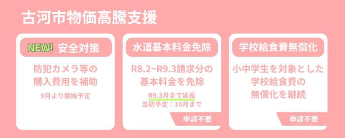 古河市物価高騰支援メニュー