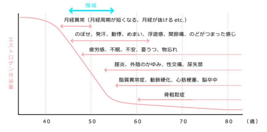 エストロゲン分泌量と更年期症状