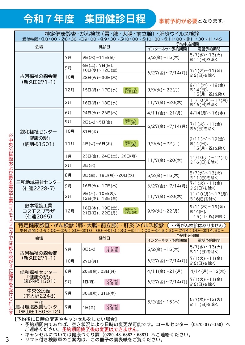 総合日程表