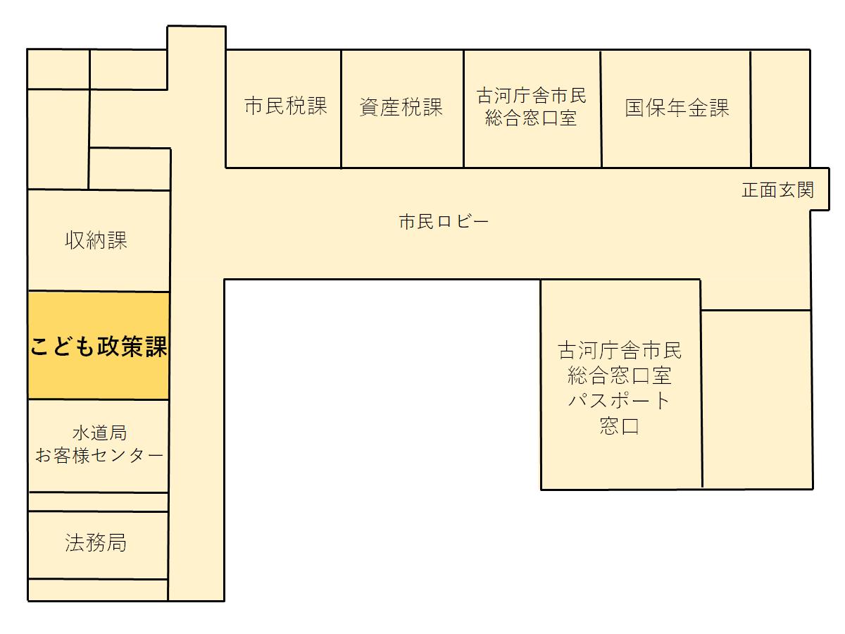 古河庁舎1階フロアマップ