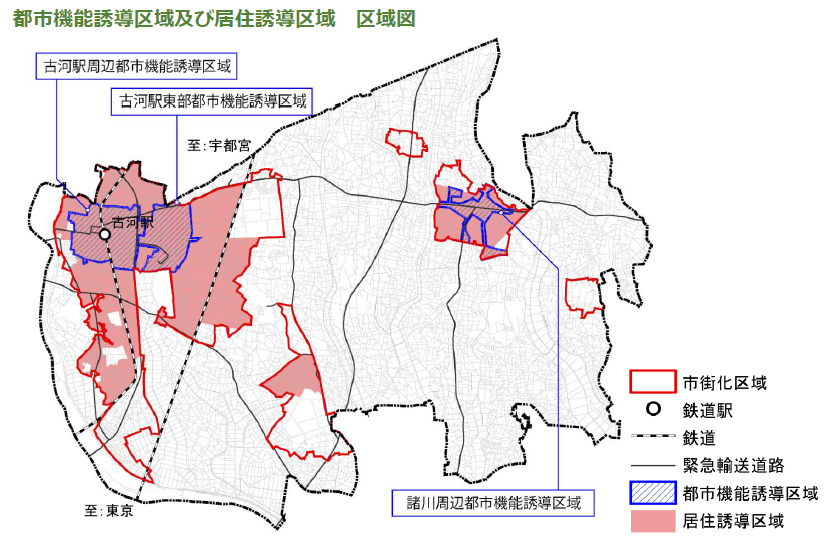 都市機能誘導区域及び居住誘導区域の区域図