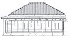 古河に移築された画室の立面図