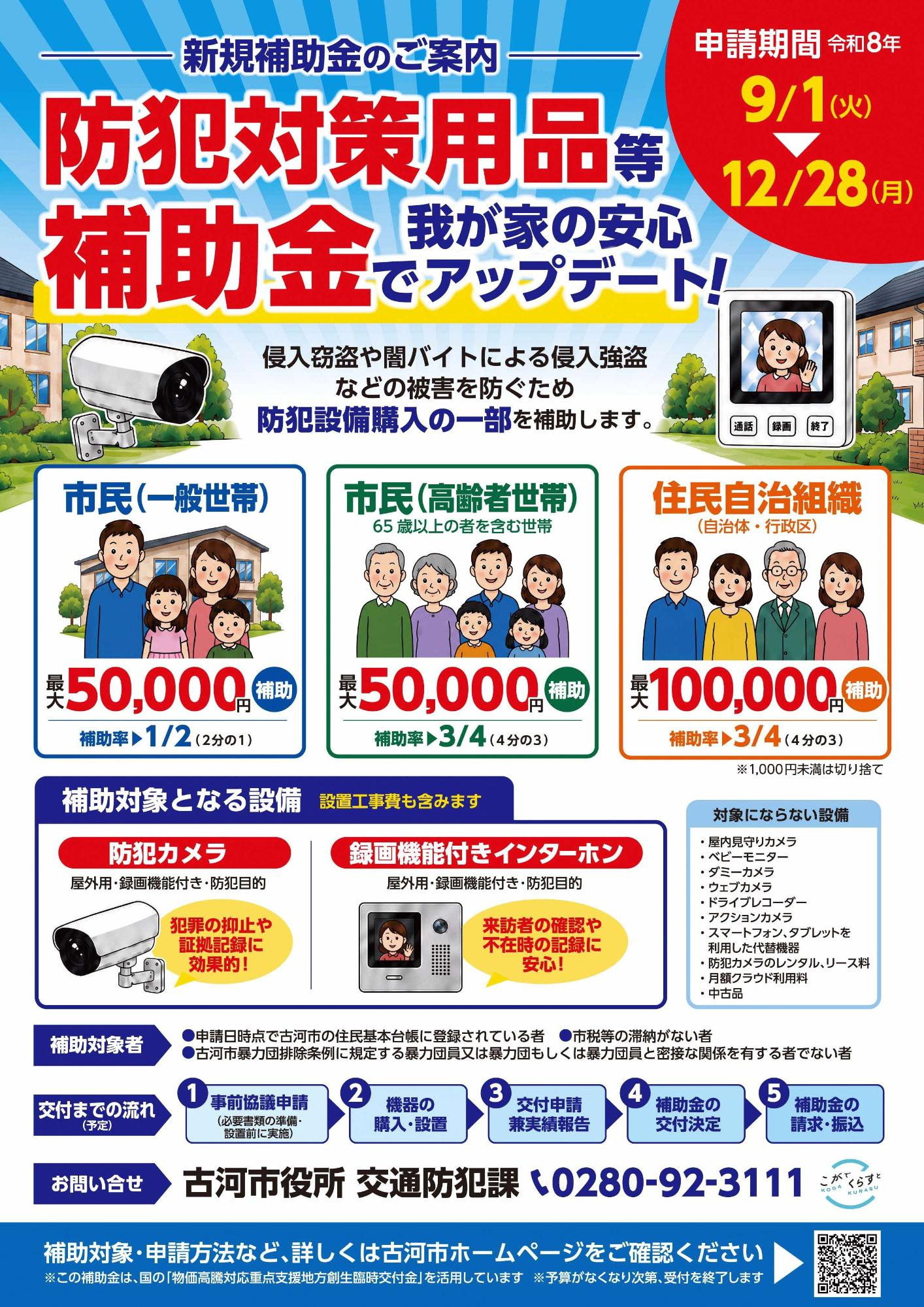 令和8年度 古河市防犯対策用品等補助金チラシ